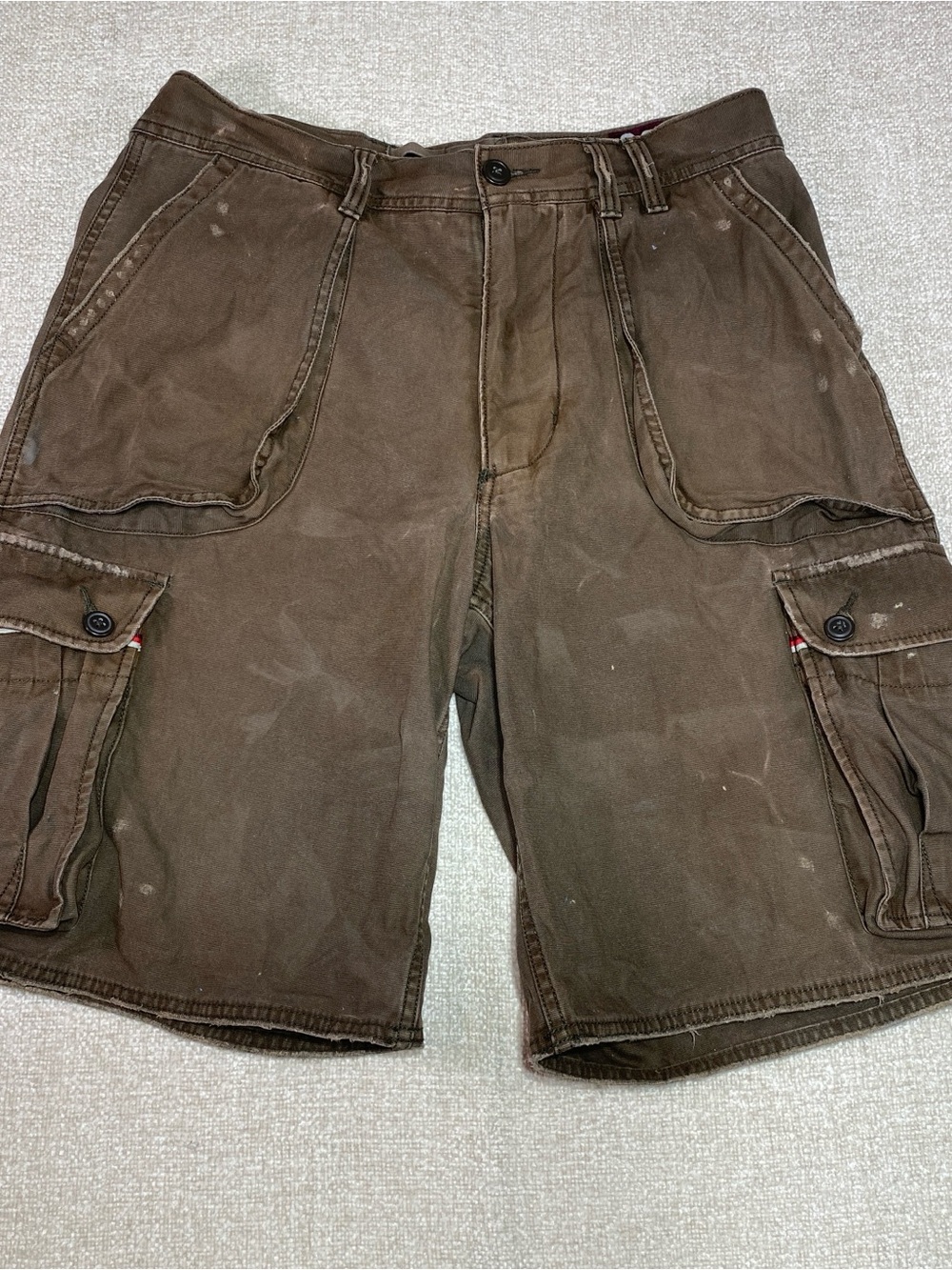 VTG Old Navy Cargo Shorts Mens 33 Brown Field Tested Y2K Gorpcore Heavyweight